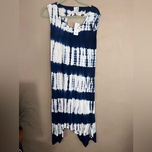 dressbarn Asymmetrical Blue and White Skirt